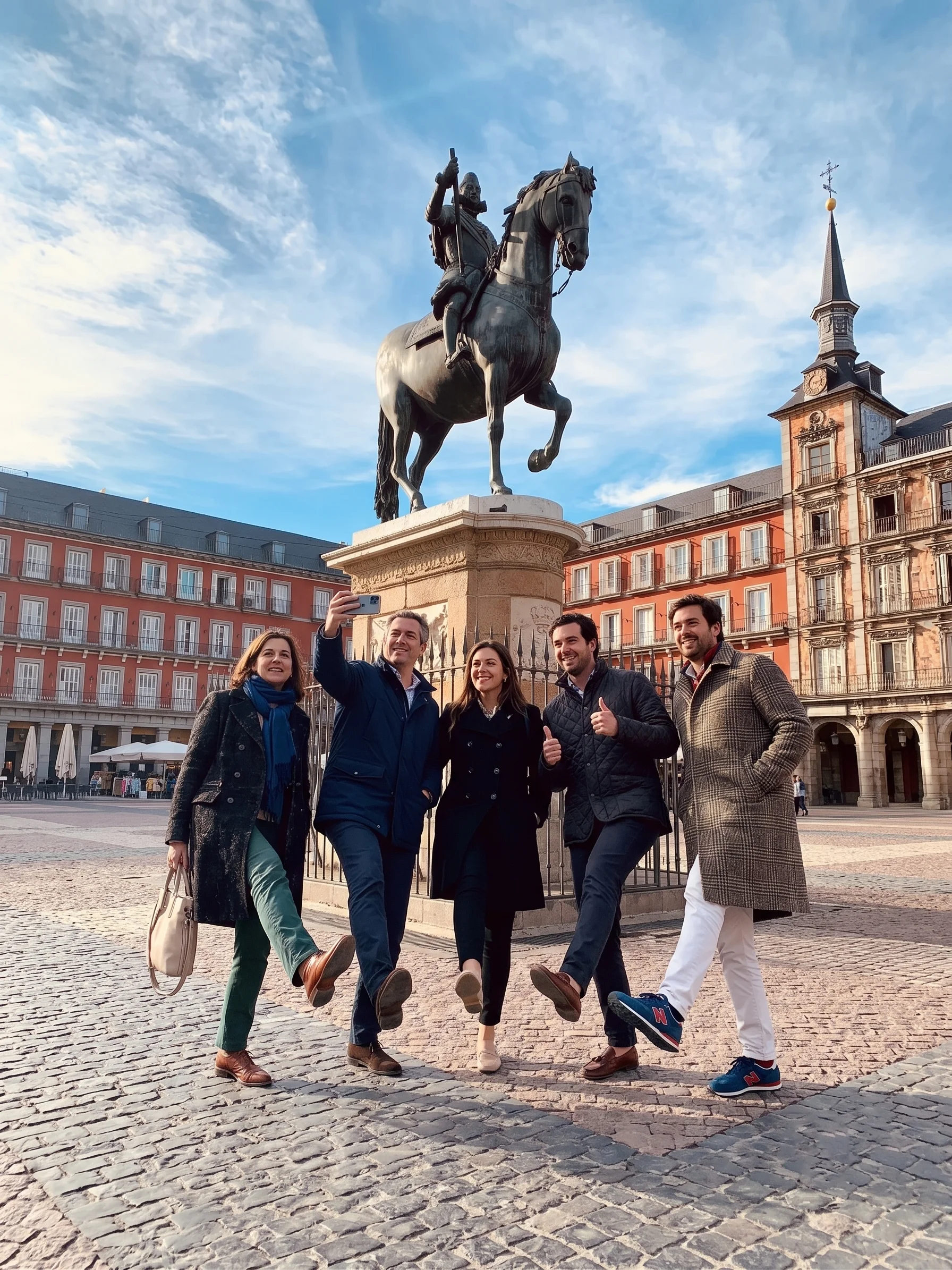 Equipos en la Plaza Mayor de Madrid durante el team building Madrid Old City Quest